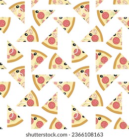 A pattern of pizza slices to decorate packaging, cafe interiors, websites, etc.