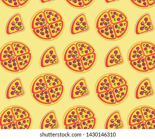 pattern pizza slices with smoked sausage pepper and olives