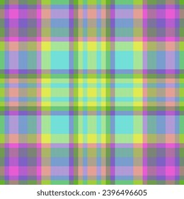 Pattern plaid background of fabric check textile with a seamless tartan vector texture in cyan and indigo colors.