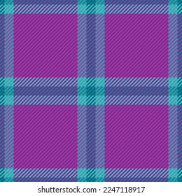 Pattern plaid fabric. Check textile tartan. Texture vector seamless background in pink and turquoise colors.