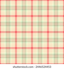 Pattern plaid tartan of vector fabric textile with a seamless check texture background in light and red colors.