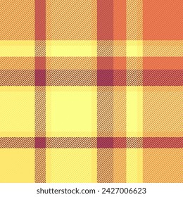 Pattern plaid tartan of vector texture fabric with a check textile background seamless in orange and lime colors.