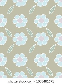 Pattern with plain colors and leaves.A linear pattern.Delicate colors.Template to use.Design.Minimalistic vector image.Pattern for decoration.Print fabric.Comfort.Simple styling.