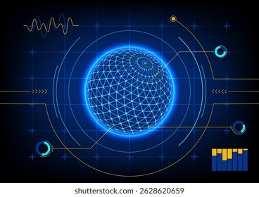 Planeta de patrón sobre fondo azul púrpura. concepto de fondo de tablero de tecnología. Ilustración vectorial.
