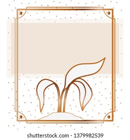 pattern plant with frame golden isolated icon
