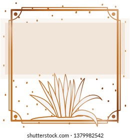 pattern plant with frame golden isolated icon