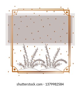 pattern plant with frame golden isolated icon