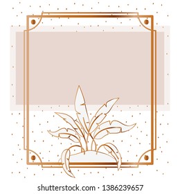 pattern plant with frame golden isolated icon
