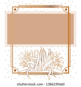 pattern plant with frame golden isolated icon