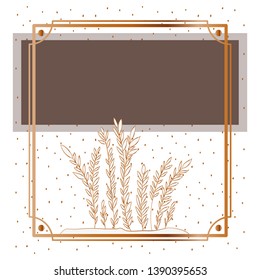 pattern plant with frame golden isolated icon
