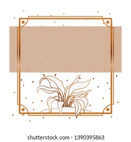 pattern plant with frame golden isolated icon