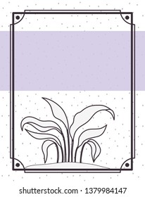 pattern plant with frame isolated icon