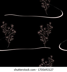 a pattern of plant outlines on a dark background.vector