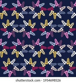 Un patrón con un patrón vegetal para textiles u otros productos. Gráficos vectoriales. Fondo oscuro
