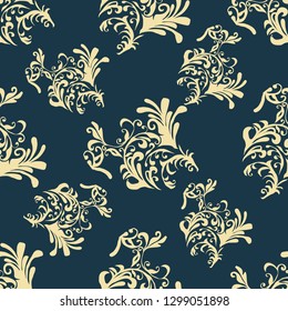 Pattern of plants. Dark. Seamless.