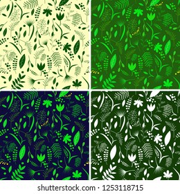 pattern plants foliage- vector illustration, eps