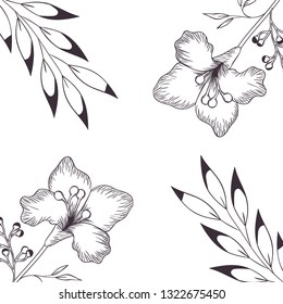 pattern plants and herbs isolated icon