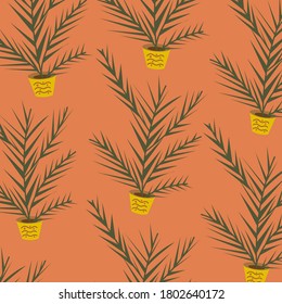 Pattern plants in pots vector illustration
