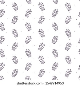 Pattern of plants. Potted plants vector seamless textile patterns on light background