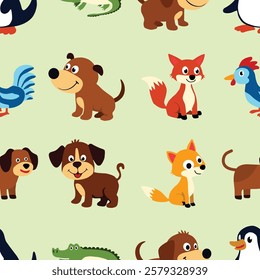 Pattern Playful Animal Character set