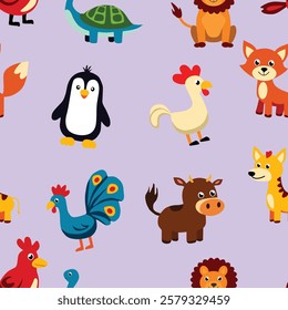 Pattern Playful Animal Character set