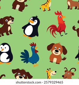 Pattern Playful Animal Character set