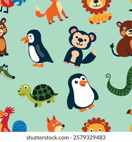 Pattern Playful Animal Character set
