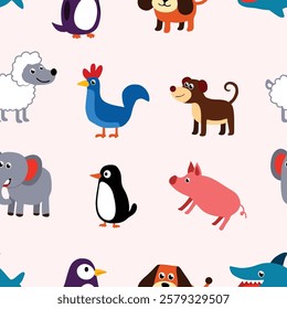 Pattern Playful Animal Character set