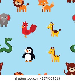Pattern Playful Animal Character set
