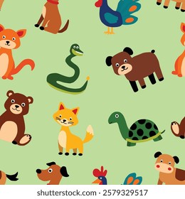 Pattern Playful Animal Character set
