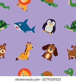 Pattern Playful Animal Character set