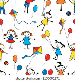 Pattern of the playful funny kids