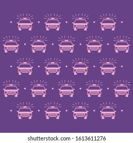a pattern of police car with flat design