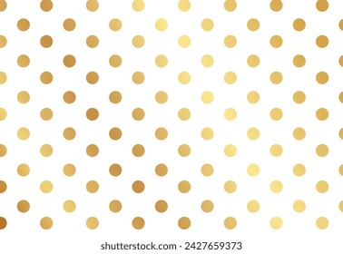 Pattern polka dot. Classic dotted seamless gold glitter pattern.  Seamless pattern with gold polka dots texture on white in vector. 