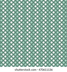  Pattern with polka dots on a retro vintage mint green background. 