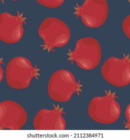 Pattern pomegranate on a blue background. Dark blue color.

