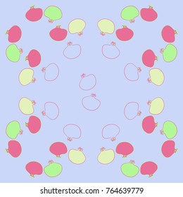 Pattern  of pomegranate,   stamens. Hand drawn.