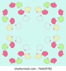 Pattern  of pomegranate,   stamens. Hand drawn.