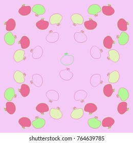 Pattern  of pomegranate,   stamens. Hand drawn.
