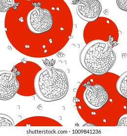 a pattern of pomegranates on a background of circles seamless background
