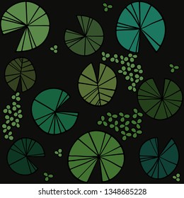 Pattern Pond Texture With Lily Pads On The Surface Top. Vector Illustration