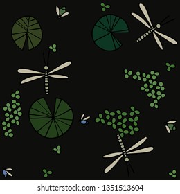 Pattern pond texture with lily pads on the surface top. Vector illustration