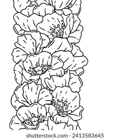 Pattern with poppies flowers. Beautiful decorative plants.