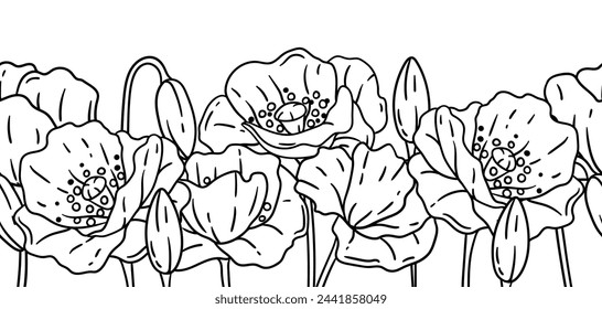 Muster mit Mohnblumen. Schöne dekorative Pflanzen.