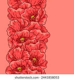 Patrón con flores de amapolas. Hermosas plantas decorativas.