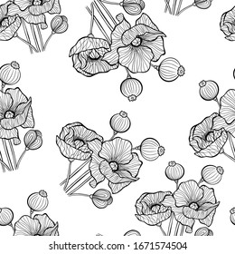 esquema de adornos florales contorno trazo de papel pintado perfectamente ilustración de papel pintado negro y blanco vectorial huella natural boquilla