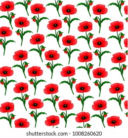 a pattern of poppies with stems