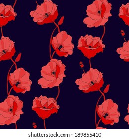 Pattern Poppy Vector Dark Background