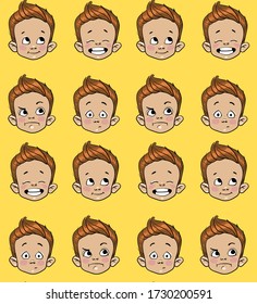 Pattern portrait of a child with emotions. Vector illustration isolated on white background.