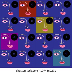 retrato de patrón en estilo minimalista, cubismo	